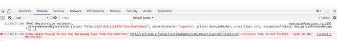 Runtime error Error while trying to use the following icon from the